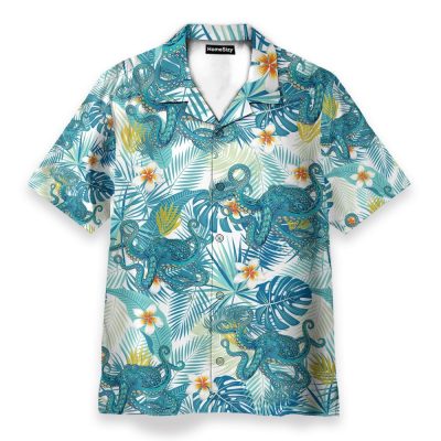 Octopus Tropical Leaves Pattern Hawaiian Shirt & Beach Shorts
