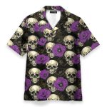 Skull And Purple Flower Tropical Hawaiian Shirt