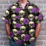 Skull And Purple Flower Tropical Hawaiian Shirt