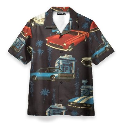 Retro Car Men'S Button'S Up Shirts Hawaiian Shirt