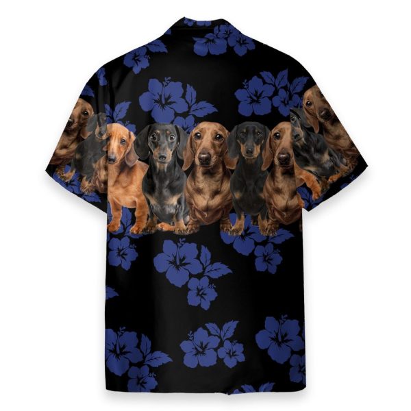 Awesome Dachshund With Blue Flowers Pattern Hawaiian Shirt