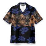 Awesome Dachshund With Blue Flowers Pattern Hawaiian Shirt