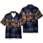 Awesome Dachshund With Blue Flowers Pattern Hawaiian Shirt
