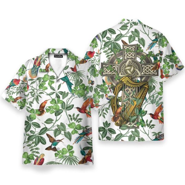The Celtic Cross Harp Irish Shamrock Hawaiian Shirt & Beach Shorts
