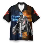 Knight Templar Men'S Button'S Up Shirts Hawaiian Shirt