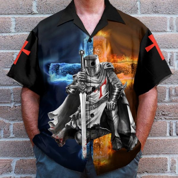 Knight Templar Men'S Button'S Up Shirts Hawaiian Shirt