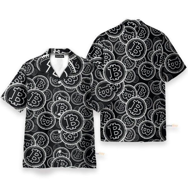 Digital Bitcoin Crypto Men'S Button'S Up Shirts Hawaiian Shirt & Beach Shorts