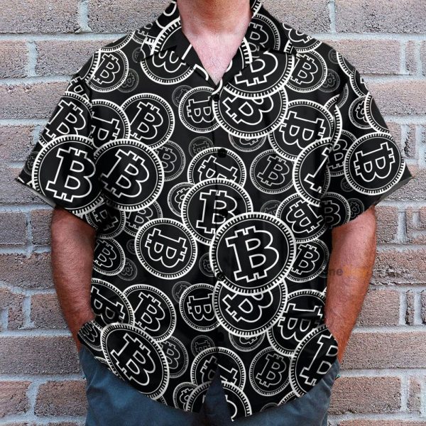 Digital Bitcoin Crypto Men'S Button'S Up Shirts Hawaiian Shirt & Beach Shorts