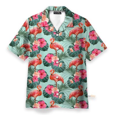 Flamingo Beautiful Floral Hawaiian Shirt & Beach Shorts