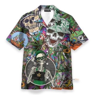 Skull Hippie Men'S Button'S Up Shirts Hawaiian Shirt