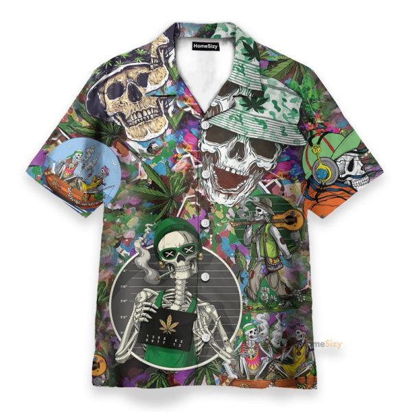 Skull Hippie Men'S Button'S Up Shirts Hawaiian Shirt