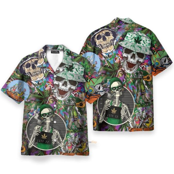 Skull Hippie Men'S Button'S Up Shirts Hawaiian Shirt