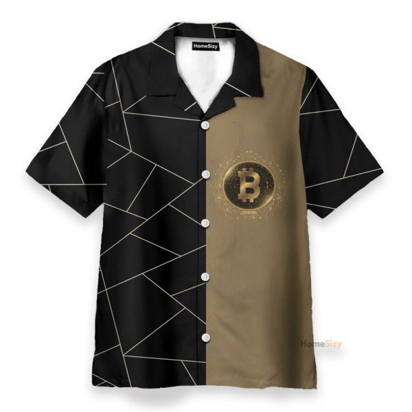 Golden Bitcoin Cryptocurrency Hawaiian Shirt & Beach Shorts
