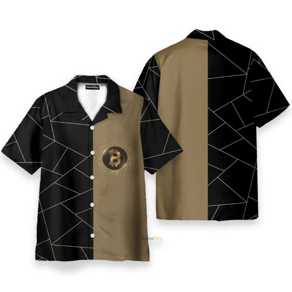 Golden Bitcoin Cryptocurrency Hawaiian Shirt & Beach Shorts