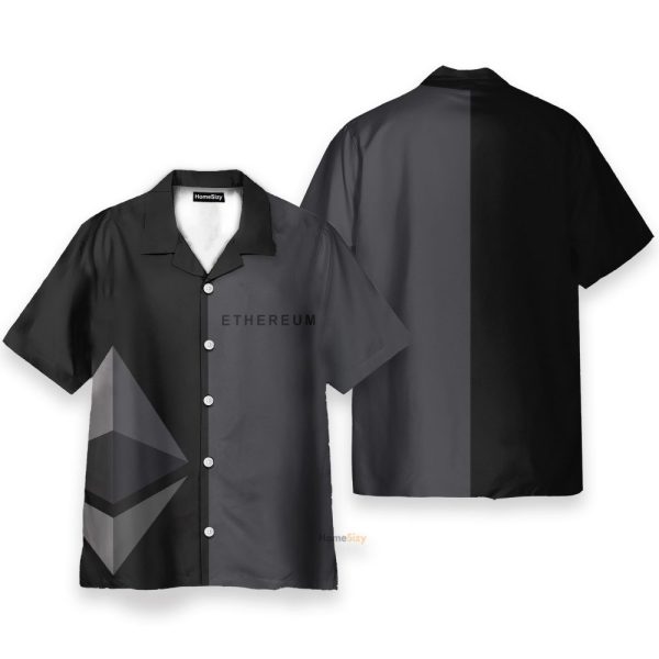 Gray And Black Ethereum Cryptocurrency Hawaiian Shirt & Beach Shorts