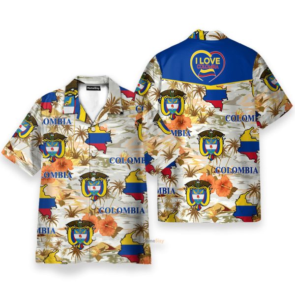 Colombia Men'S Button'S Up Shirts Hawaiian Shirt