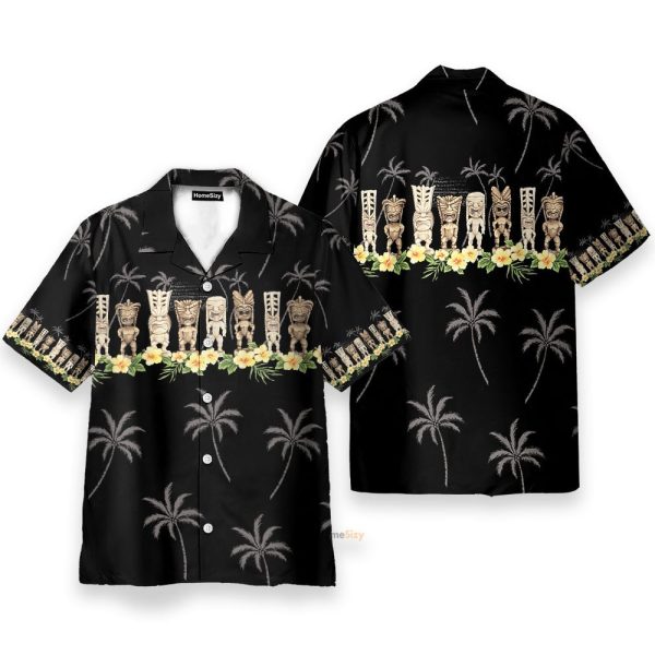 Awesome Black Tiki Men'S Button'S Up Shirts Hawaiian Shirt