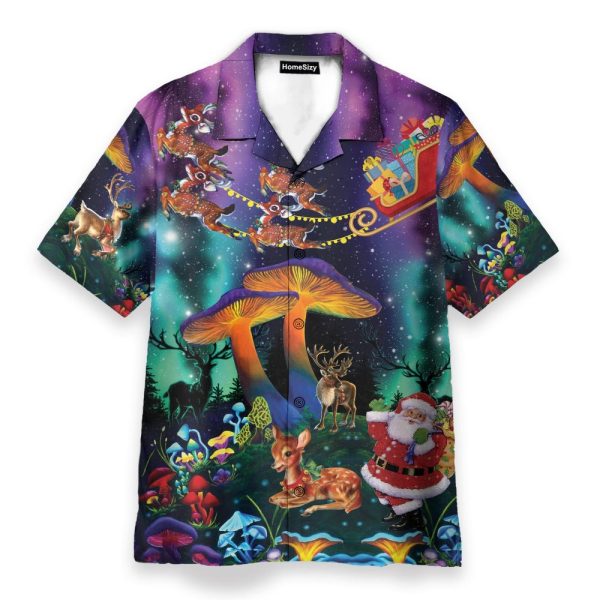 Christmas Santa Claus Party Neon Mushroom Hippie Hawaiian Shirt