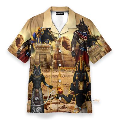 Amazing Anubis And The Pyramid Ancient Egypt Hawaiian Shirt