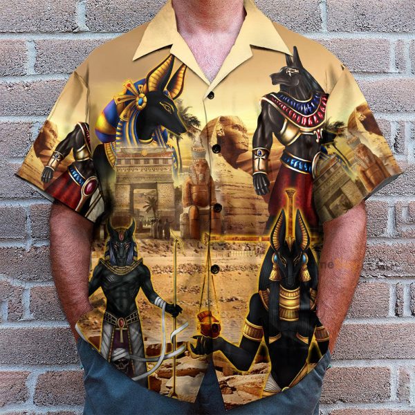 Amazing Anubis And The Pyramid Ancient Egypt Hawaiian Shirt