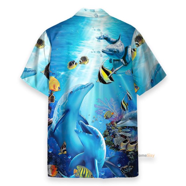 Dancing Dolphin In Blue Ocean Hawaiian Shirt
