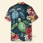 Sea Turtle And Plumeria Flowers Pattern Hawaiian Shirt