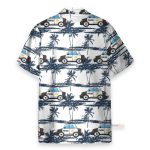 Police Car Tropical Coconut Tree Pattern Hawaiian Shirt & Beach Shorts