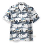 Police Car Tropical Coconut Tree Pattern Hawaiian Shirt & Beach Shorts
