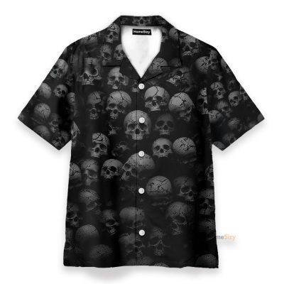 Skull Men'S Button'S Up Shirts Hawaiian Shirt & Beach Shorts