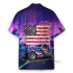 American Flag Hot Rod Car Hawaiian Shirt