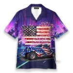 American Flag Hot Rod Car Hawaiian Shirt