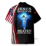 Jesus Because Of Him Heaven Knows My Name American Flag Blue Lion Hawaiian Shirt