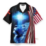 Jesus Because Of Him Heaven Knows My Name American Flag Blue Lion Hawaiian Shirt