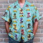 Mighty Morphin Power Rangers Cyan Hawaiian Shirt & Beach Shorts