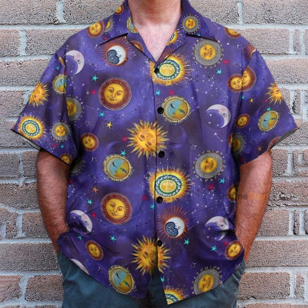 Sun And Moon Hippie Hawaiian Shirt & Beach Shorts