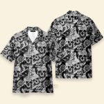 Black And White Skull Hawaiian Shirt & Beach Shorts