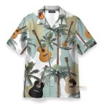 Guitars And Coconut Tree Tropical Pattern Hawaiian Shirt