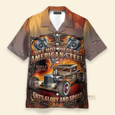 Hot Rod Car One Hot Piece Of American Steel Hawaiian Shirt