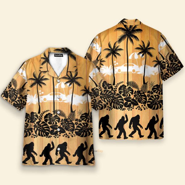 Tropical Palm Bigfoot Men'S Button'S Up Shirts Hawaiian Shirt & Beach Shorts