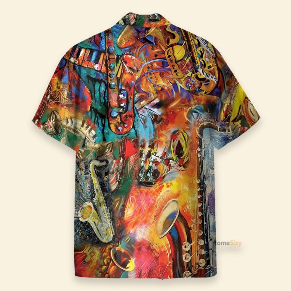 Music On World Off Saxophone Colorful Hawaiian Shirt