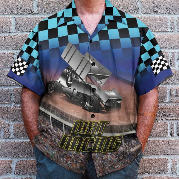 Dirt Track Racing Men'S Button'S Up Shirts Hawaiian Shirt