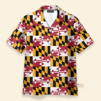 Maryland Flag Tropical Men'S Button'S Up Shirts Hawaiian Shirt & Beach Shorts Qt309623