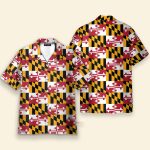 Maryland Flag Tropical Men'S Button'S Up Shirts Hawaiian Shirt & Beach Shorts Qt309623