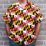 Maryland Flag Tropical Men'S Button'S Up Shirts Hawaiian Shirt & Beach Shorts Qt309623