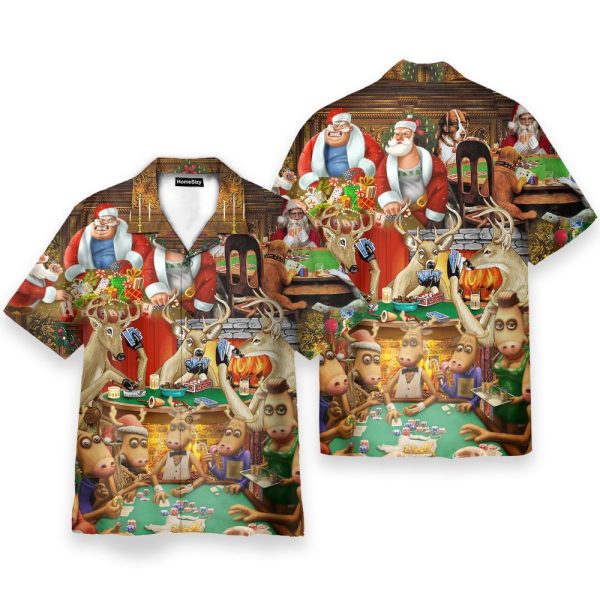 Santa Summer Vacation Funny Button'S Up Shirts Hawaiian Shirt