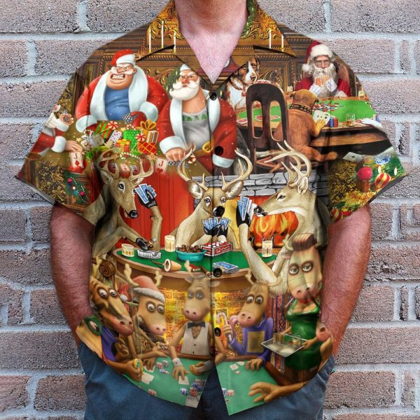 Santa Summer Vacation Funny Button'S Up Shirts Hawaiian Shirt