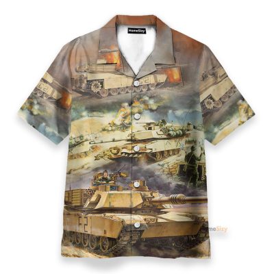 Abrams Tank Men'S Button'S Up Shirts Hawaiian Shirt