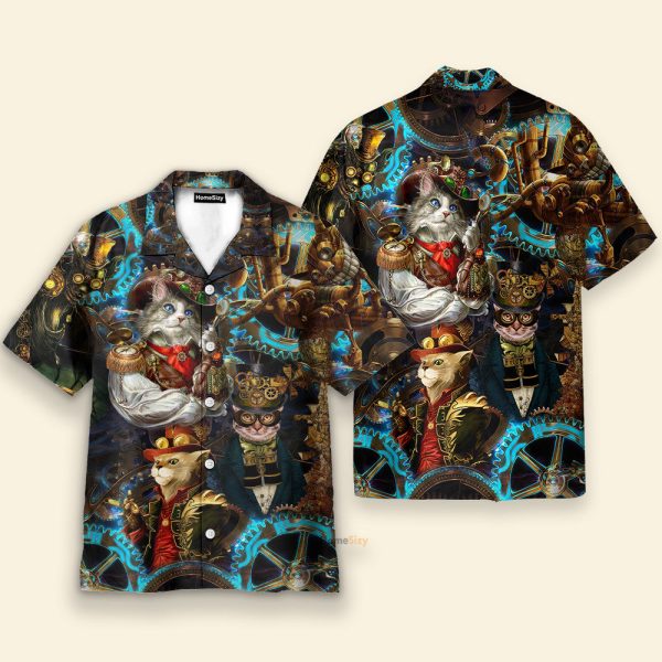 Private Cats Vintage Men'S Button'S Up Shirts Hawaiian Shirt