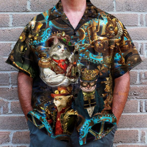Private Cats Vintage Men'S Button'S Up Shirts Hawaiian Shirt
