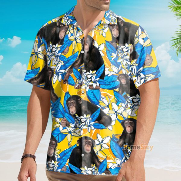 Chimpanzee Plumeria Flowers Hawaiian Shirt & Beach Shorts
